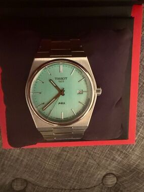 Tissot PRX Stainless Steel Watch with Mint Green Dial